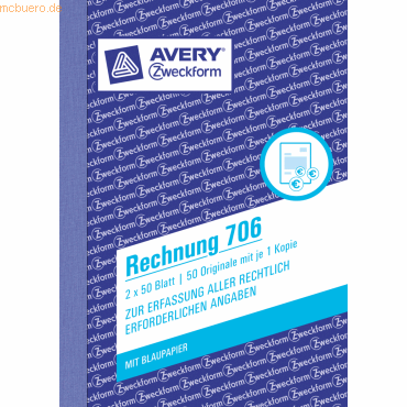 Avery Zweckform Formularbuch Rechnung A6 hoch VE=2x50 Blatt von Avery Zweckform