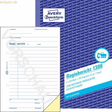 Avery Zweckform Formularbuch Regiebericht A5 hoch von Avery Zweckform