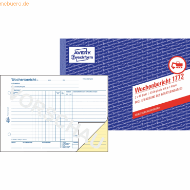 Avery Zweckform Formularbuch Wochenbericht A5 quer selbstdurchschreibe von Avery Zweckform