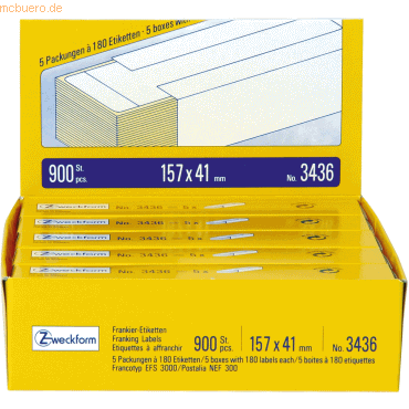 Avery Zweckform Frankier-Etiketten 157x41 mm 900 Etiketten weiß Avery Zweckform Frankier-Etiketten 157x41 mm 900 Etiketten weiß von Avery Zweckform