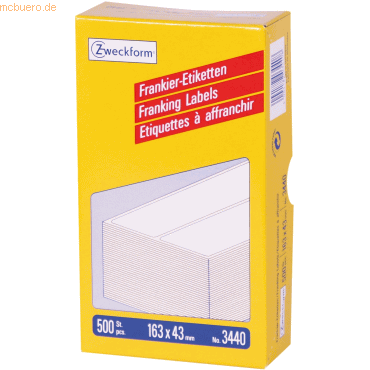 Avery Zweckform Frankieretiketten 163x43mm doppelt weiß VE=500 Stück Avery Zweckform Frankieretiketten 163x43mm doppelt weiß VE=500 Stück von Avery Zweckform
