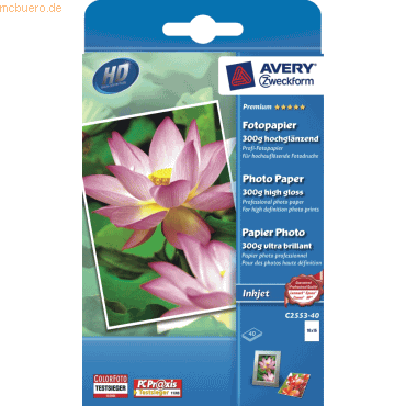 Avery Zweckform Inkjet-Fotopapier Premium A6 einseitig beschichtet hoc von Avery Zweckform