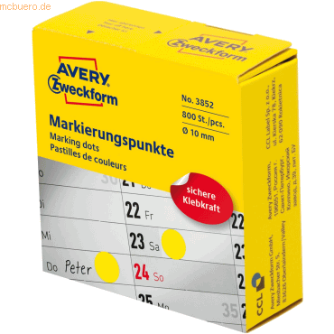 Avery Zweckform Markierungspunkte auf Rolle 10mm gelb VE=800 Stück Avery Zweckform Markierungspunkte auf Rolle 10mm gelb VE=800 Stück von Avery Zweckform