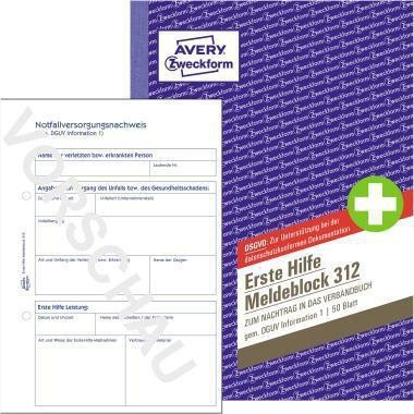 Avery Zweckform Meldeblock Erste Hilfe 312 A5 50 Blatt 195035200 Avery Zweckform Meldeblock Erste Hilfe 312 A5 50 Blatt 195035200 von Avery Zweckform