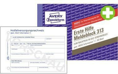 Avery Zweckform Meldeblock Erste Hilfe 313 A6 50 Blatt 195035000 Avery Zweckform Meldeblock Erste Hilfe 313 A6 50 Blatt 195035000 von Avery Zweckform