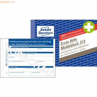 Avery Zweckform Meldeblock Erste Hilfe A6 quer 50 Blatt von Avery Zweckform