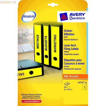 Avery Zweckform Ordnerrückenschilder 61x297mm selbstklebend VE=60 Stüc Avery Zweckform Ordnerrückenschilder 61x297mm selbstklebend VE=60 Stüc von Avery Zweckform