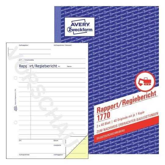 Avery Zweckform Rapport/Regiebericht A5 - 2x 40 Blatt Avery Zweckform Rapport/Regiebericht A5 - 2x 40 Blatt von Avery Zweckform