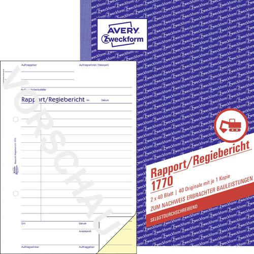 Avery-Zweckform Regiebericht Formular 1770 DIN A5 Anzahl der Blätter: 40 von Avery-Zweckform