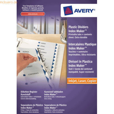 Avery Zweckform Register A4 Kunststoff 10-teilig blanko transparent von Avery Zweckform
