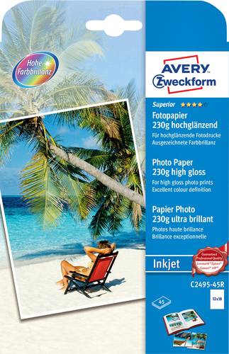 Avery-Zweckform Superior Photo Paper Inkjet C2495-45R Fotopapier 13 x 18cm 230 g/m² 45 Blatt Hochgl von Avery-Zweckform