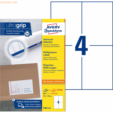 Avery Zweckform Universal-Etiketten ultragrip 105x148 mm VE=880 Etiket von Avery Zweckform