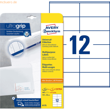 Avery Zweckform Universal-Etiketten ultragrip 105x48 mm VE=360 Etikett von Avery Zweckform