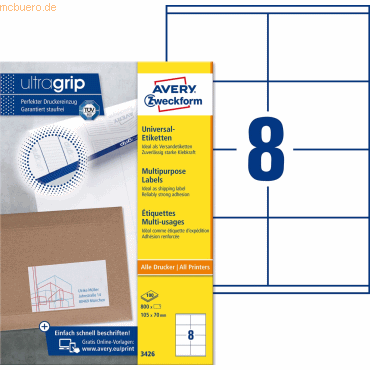 Avery Zweckform Universal-Etiketten ultragrip 105x70 mm VE=800 Etikett Avery Zweckform Universal-Etiketten ultragrip 105x70 mm VE=800 Etikett von Avery Zweckform