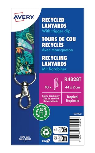 AVERY Zweckform R4828T Lanyard 10 Stück (44x2cm, Kartenhalter mit Karabinerhaken-Sicherheitsverschluss, Schlüsselband für Ausweishülle, Kartenhülle, Namenschilder, Umhängeband, Nackenband) tropical AVERY Zweckform R4828T Lanyard 10 Stück (44x2cm, Kartenhalter mit Karabinerhaken-Sicherheitsverschluss, Schlüsselband für Ausweishülle, Kartenhülle, Namenschilder, Umhängeband, Nackenband) tropical von AVERY Zweckform