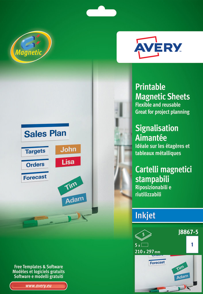 AVERY Inkjet-Magnetschild, (B)50 x (H)140 mm von Avery