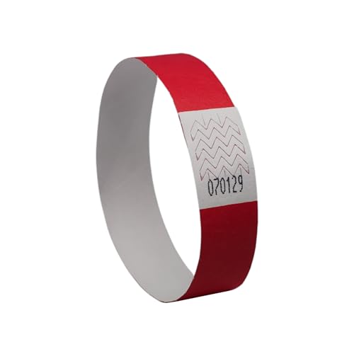 AVERY Zweckform TYVRD-50 Einlassbänder Tyvek 500 Stück (256x19mm, fortlaufend nummeriert, reiß- und wasserfest, sicherer Klebeverschluss, Eintrittsbänder, Event Armbänder, Securebänder) neonrot von AVERY Zweckform