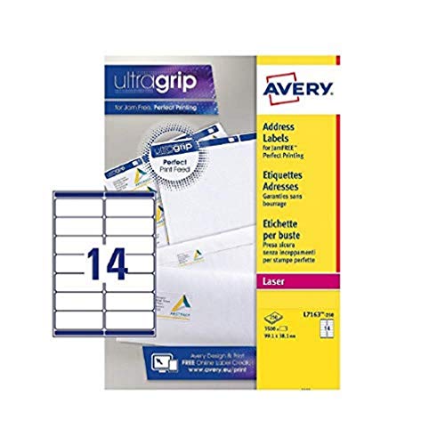 Adressetikett Avery Quickpeel 99.1x38.1 Weiß 250 Blatt 14 Etiketten pro Blatt von Avery