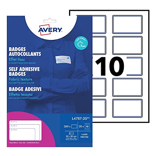 Auszeichenetikett Avery 50x80 mm NP 20 Vel 10 Etiketten pro Blatt Weiß/Blau von Avery