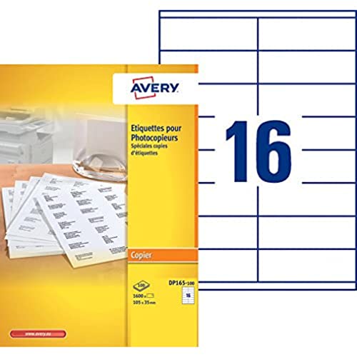 Avery - Packung mit 1600 Mehrzweck-Etiketten, selbstklebend, Format 105 x 35 mm, Kopierer (DP165-100) Avery - Packung mit 1600 Mehrzweck-Etiketten, selbstklebend, Format 105 x 35 mm, Kopierer (DP165-100) von Avery