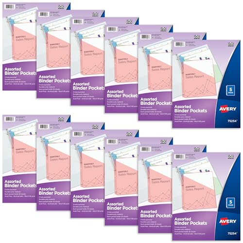 Avery Binder Taschen, säurefrei, 5 Stück (75254) 12er-Pack von Avery