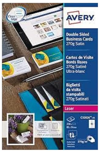 Avery C 32026–25-cartes Visitenkarten doppelseitig Satin 32026–25 250 Karten (C) von Avery