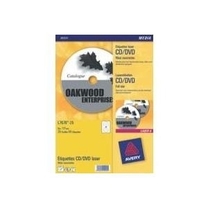 Avery CD/DVD Labels Classic Size - CD/DVD-Etiketten - weiß - 100 Stck. (L6043-100) von Avery