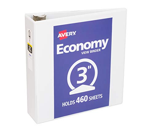 Avery Economy View 3-Ringbuch, 7,6 cm runde Ringe, 1 weißer Ordner (05800) von Avery