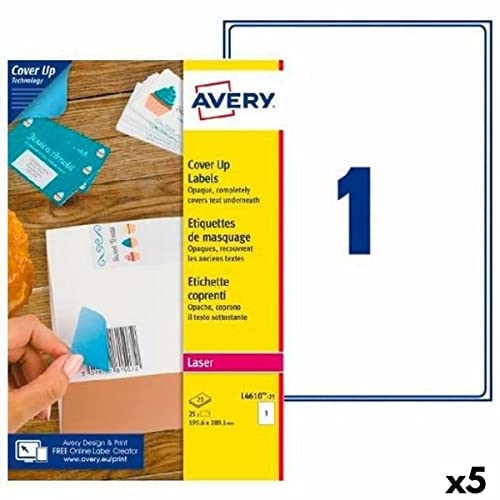Avery Etiketten für Drucker L4610 199,6 x 289,1 mm weiß 25 Blatt (5 Stück) von Avery