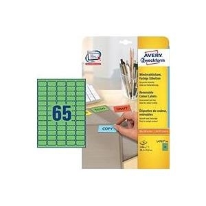 Avery - Etiketten - removable adhesive - grün - 38.1 x 21.2 mm 1300 Etikett(en) (20 Bogen x 65) von Avery