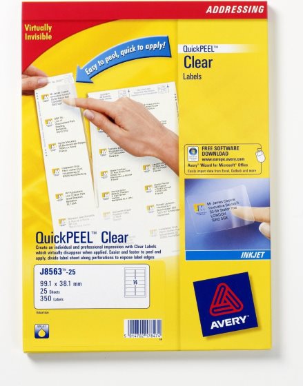 Avery - Klar - 99.1 x 38.1 mm 350 Etikett(en) (25 Bogen x 14) Adressetiketten von Avery