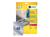 Avery L6129-20, Silber, Kreis, Dauerhaft, A4, Polyester, Matte von Avery