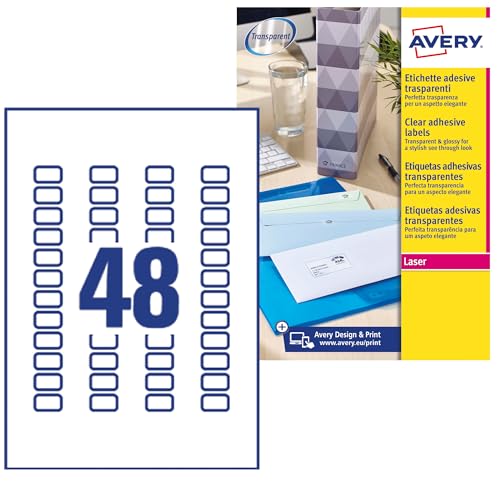Avery L7553-25 Adressetiketten 48 pro Blatt 22 x 12,7 mm 1200 Stück transparent Avery L7553-25 Adressetiketten 48 pro Blatt 22 x 12,7 mm 1200 Stück transparent von Avery