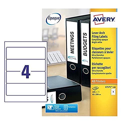 Avery Laser Labels White FSC – Printer Labels (White, FSC, Paper, Laser/Inkjet, 200 x 60, 400 PC (S)) von Avery