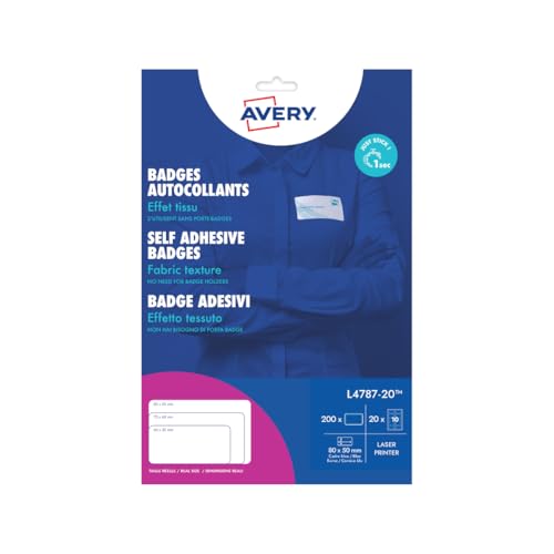 Avery UK, 75 x 40 mm Seide Acetat Namensschild, selbstklebend, weiß von Avery