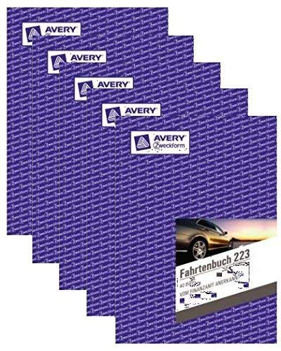 Avery Zweckform 223 Fahrtenbuch für PKW (A5, 40 Blatt) weiß 5 Stück von Avery