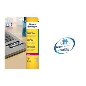 Avery Zweckform Typenschild-Etiketten L6013-20, 210 x 297 mm, 20 Etiketten, silber Wetterfeste silberne Etiketten aus hochwertiger Polyesterfolie für Laserdrucker (L6013-20) von Avery