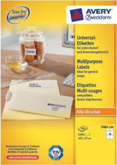 Avery Zweckform Universal - Permanente, selbstklebende Papieretiketten - weiß - 105 x 148 mm - 800 Etikett(en) (200 Bogen x 4) (3483-200) von Avery