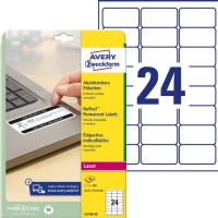 Etiketter Avery 63,5x33,9 mm hvid med NoPeel™ - (20 ark x 24 stk.) von Avery