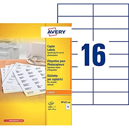 Kopieren Sie Beschriftung Avery 105x37mm 100 Blatt 16 Etiketten pro Blatt Weiß von Avery