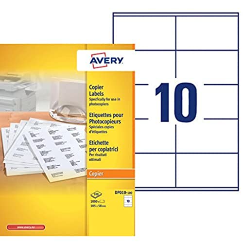Kopieren Sie Beschriftung Avery 105x58mm 100 Blatt 10 Etiketten pro Blatt Weiß von Avery