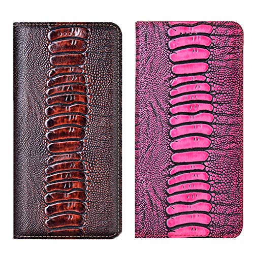 Für Huawei P40 Lite E Hülle, Straußen-Textur Echtes Leder Flip Cover Case für Huawei P40 Lite E Handyhülle (6,3 Zoll), Handyhülle mit Ständer und Kartenfächern (Rose) von Aveuri