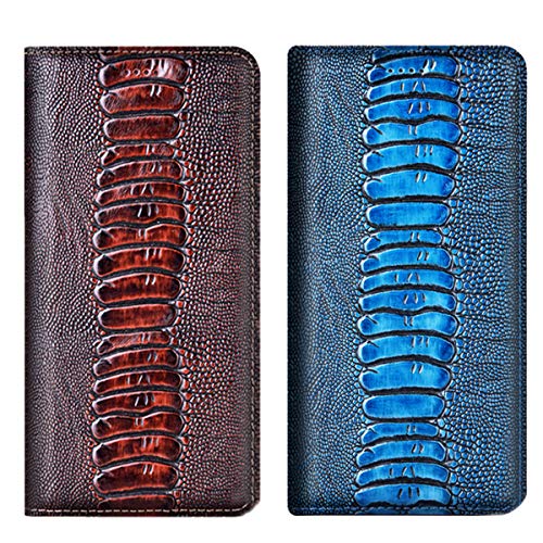 Für Oppo A94 5G Hülle, Straußen-Textur, echtes Leder, magnetisch, Flip-Cover für Oppo A94 5G Handyhülle (6,4 Zoll), Telefonhülle mit Ständer und Kartenfächern (blau) von Aveuri