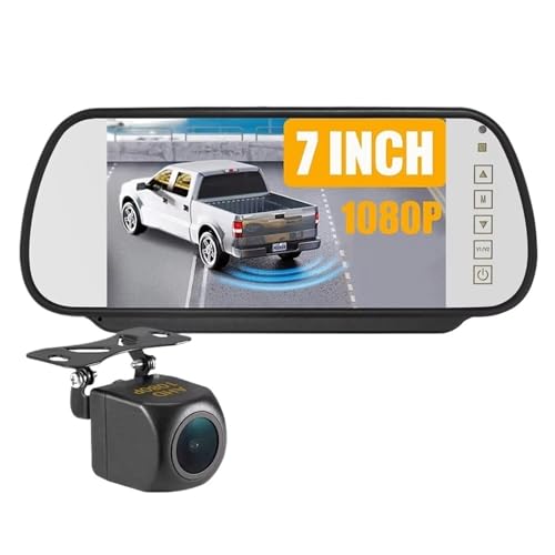 Avfpra Rückfahrkamera AHD-Rückfahrkamerasystem Mit 7-Zoll-Rückspiegelmonitor Und 1080P-Rückfahrkamera Für Autos SUVs Und Vans Auto Rückfahrkamera(Camera Monitor - 10m) von Avfpra