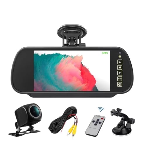 Avfpra Rückfahrkamera Auto 7 Zoll AHD-Monitor Rückspiegel 1080P Monitor Mit 1080P Reverse/Rückansicht Kamera Auto Rückfahrkamera(AHD Monitor-Cam-10m) von Avfpra