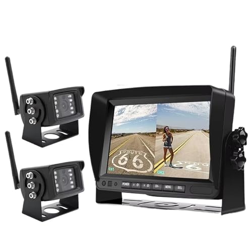 Rückfahrkamera 1280x720 High Definition AHD Drahtlose LKW DVR Monitor 7 "Nachtsicht Reverse Backup Recorder WiFi Kamera Für Bus Auto Auto Rückfahrkamera(4 Cameras) von Avfpra