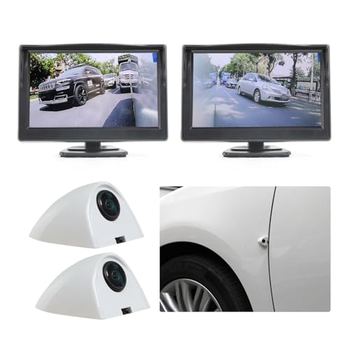 Rückfahrkamera AHD 5 Zoll Digitales Auto-Seitenansicht-Monitor-Spiegelsystem 720P Toter-Winkel-Nachtsicht-Rückfahrkamera Mit Display-Backup Auto Rückfahrkamera(Weiß) von Avfpra
