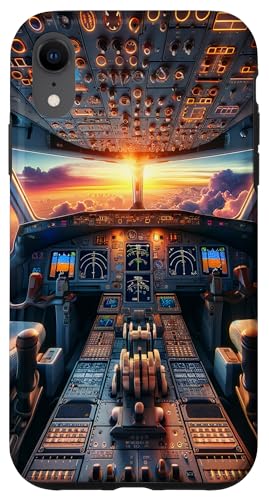 Hülle für iPhone XR Flugzeug Cockpit Fluginstrumente Flugpilot Sonnenuntergang von Aviation Merch