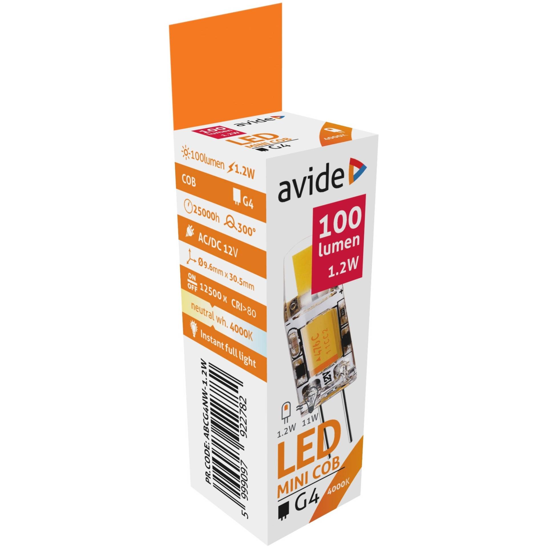 Avide LED 1.2W G4 COB EW 4000K LED Bulb von Avide
