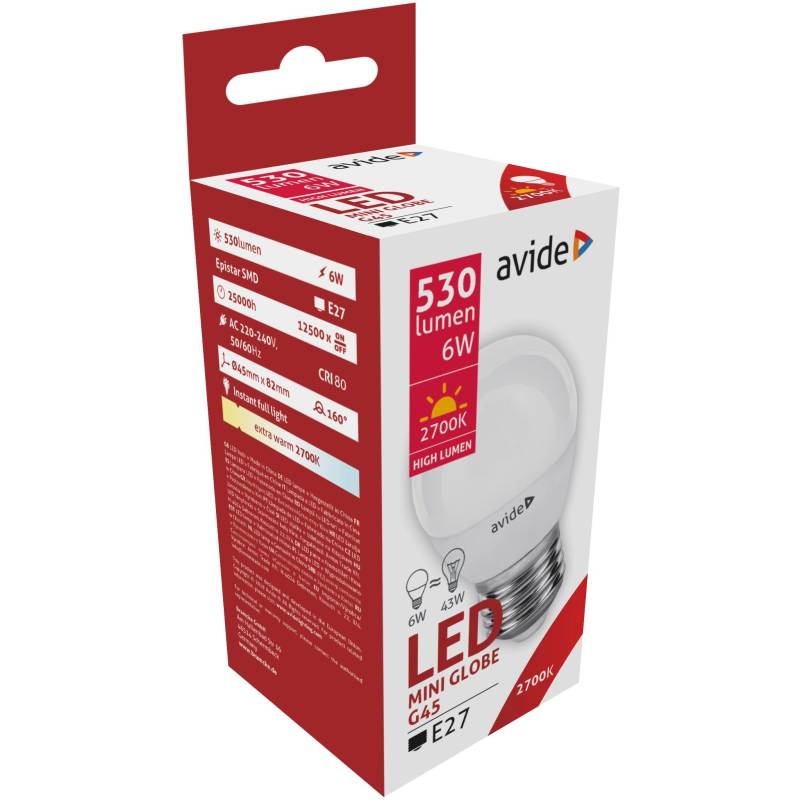 Avide LED Globe Mini G45 6W E27 EW von Avide